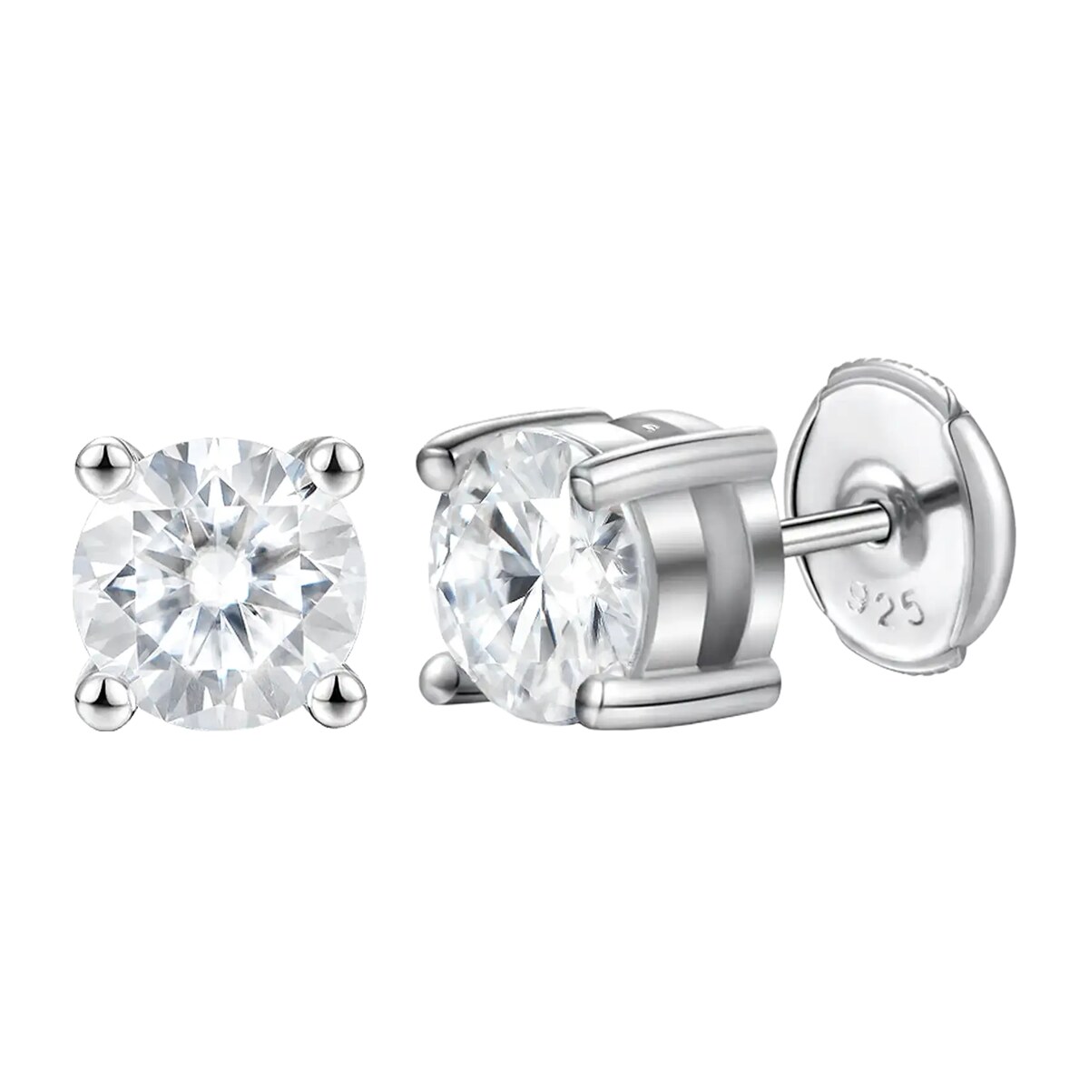 Moissanite Round Cut Stud Earring